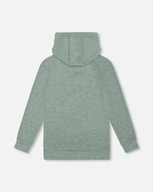 Hooded Tunic Sage Green With Owl Print - H20J78_340