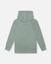 Hooded Tunic Sage Green With Owl Print - H20J78_340