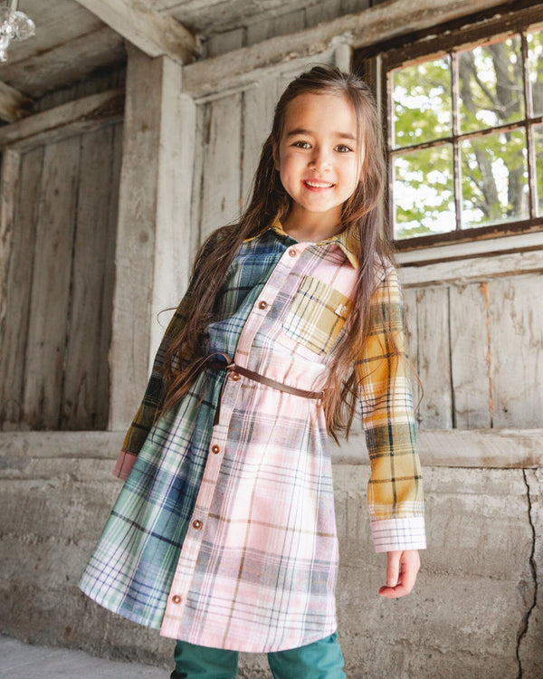 Shirt Dress With Belt Green Pink And Yellow - H20J86_000