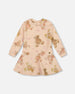 Glittering French Terry Dress Beige Teddy Bear Print - H20LG86_083