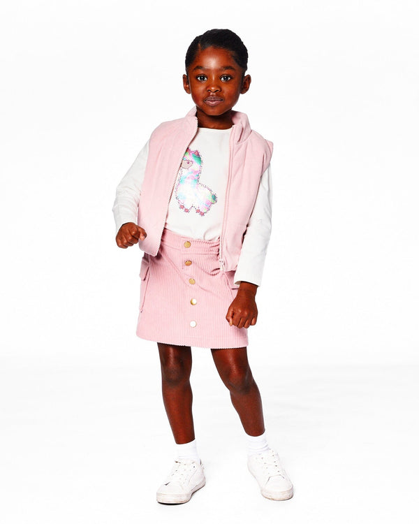 Corduroy Skirt With Cargo Pockets Dusty Pink - H20M80_276