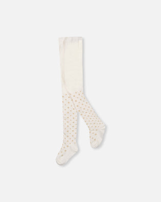 Knit Tights Off-White With Golden Star Pattern - H20OGT_101