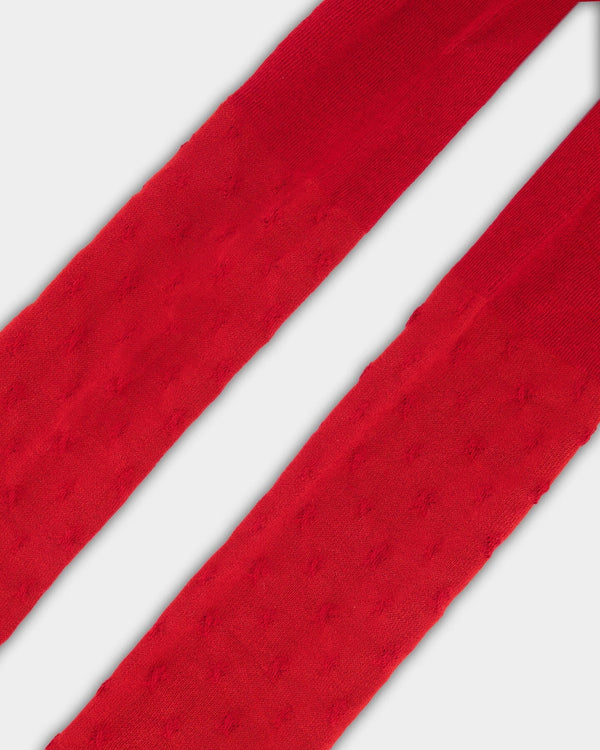 Knit Tights Red With Tone-On-Tone Star Pattern - H20OGT_749