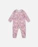 One-Piece Organic Cotton Pajama Lilac Cat Print - H20PA40US_008