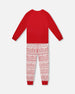 Adult Women Organic Cotton Two-Piece Pajamas Red And White Fairisle - H20R12_089