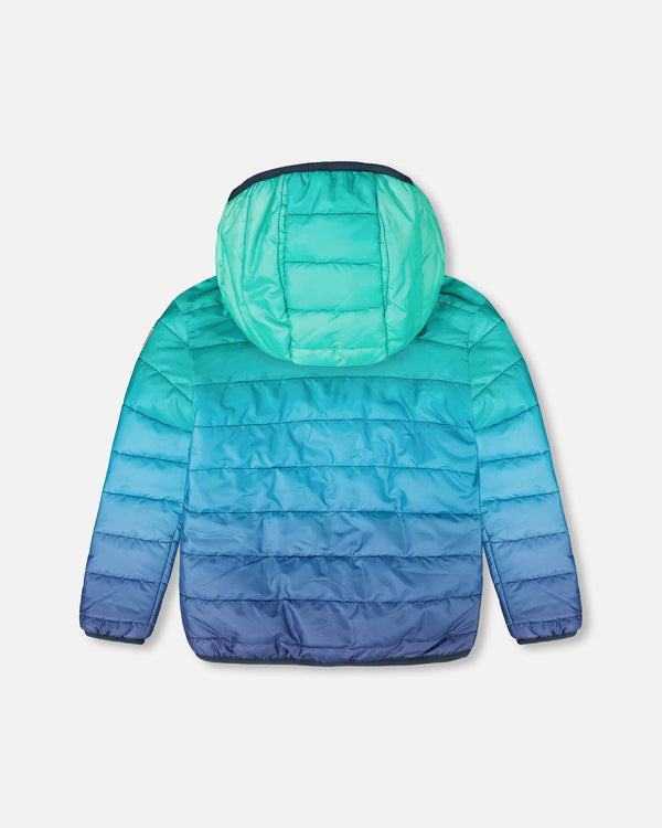 Quilted Mid-Season Jacket Green And Blue Gradient - H20W64_036