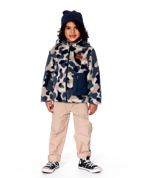 Reversible Mid-Season Sherpa Jacket Blue Camo - H20W65_479