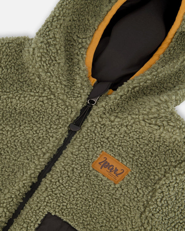 Reversible Mid-Season Sherpa Jacket Khaki - H20W65_999