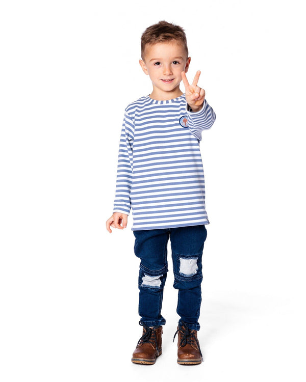 French Terry Blue Denim Pants With Contrasting Patch - H20YB25_123