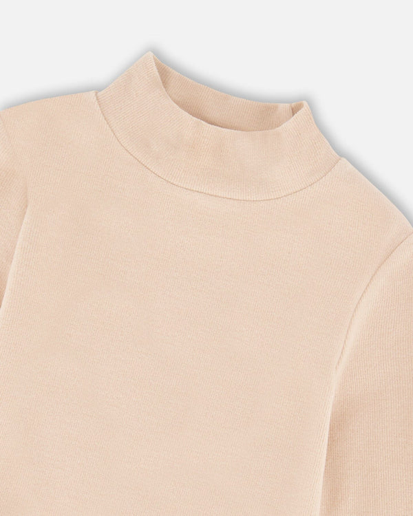 Super Soft Ribbed Mock Neck Top Light Caramel - H20YG71_116