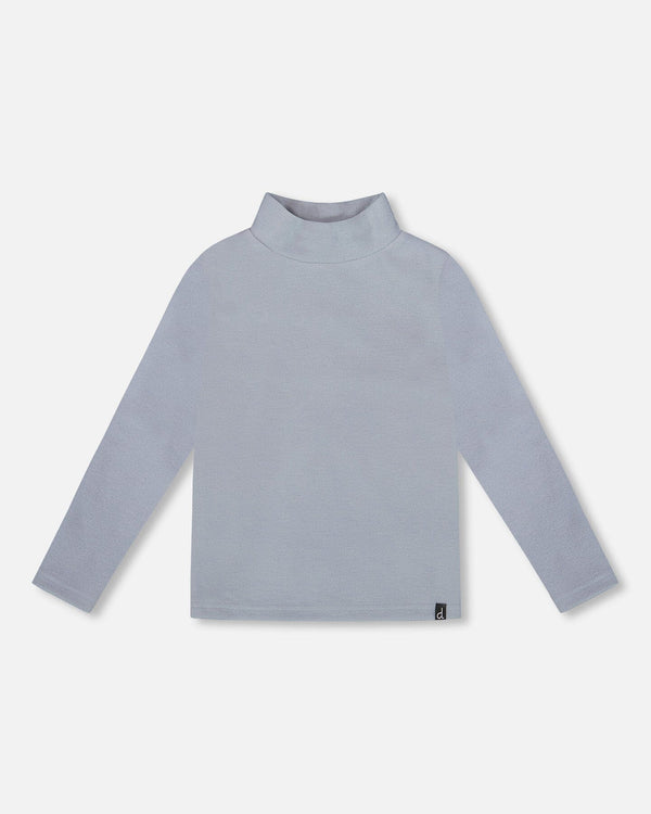 Super Soft Ribbed Mock Neck Top Blue Gray - H20YG71_455