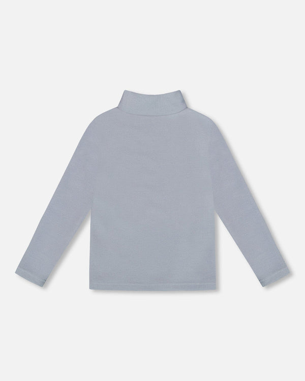 Super Soft Ribbed Mock Neck Top Blue Gray - H20YG71_455
