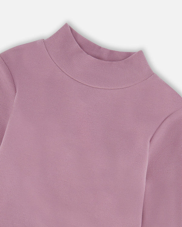 Super Soft Ribbed Mock Neck Top Purple Gray - H20YG71_544