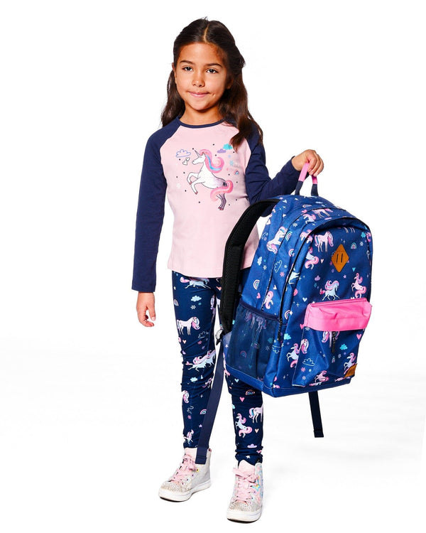 Kids Backpack Navy Unicorn Print - H20ZSD_037