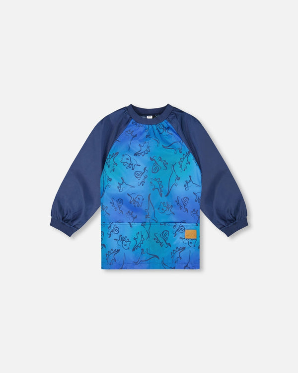 School Apron Blue Gradient Dinosaur Print - H20ZTA_027