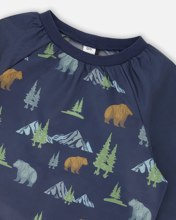 School Apron Navy Animal Print - H20ZTA_030