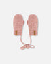 Baby Knit Mittens With String Dusty Pink - H20ZW06_643