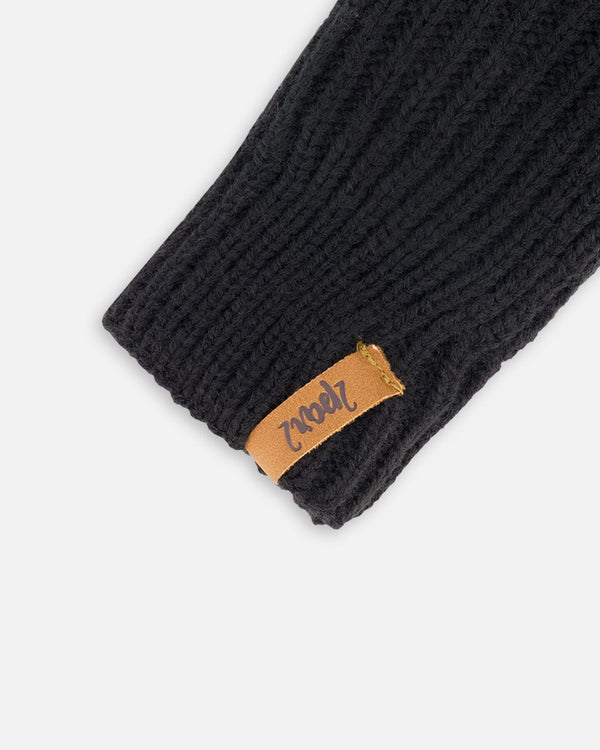 Mid-Season Knit Mittens Black - H20ZW07_999