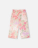 French Terry Pants Pink Printed Flowers - H30F20_3H216