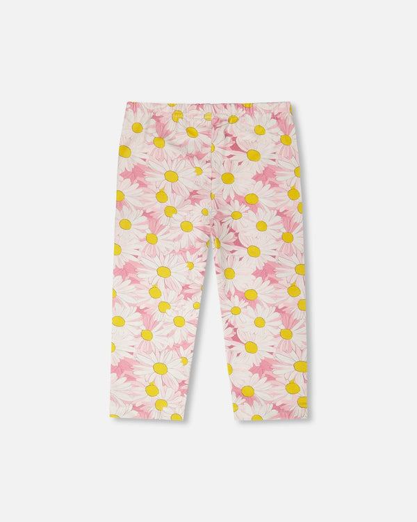 Jersey Capri Pink Printed Daisies - H30I60_3H136