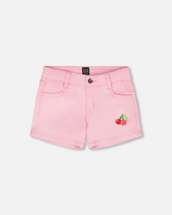 Pink Denim Shorts With Embroidery - H30L27_06050