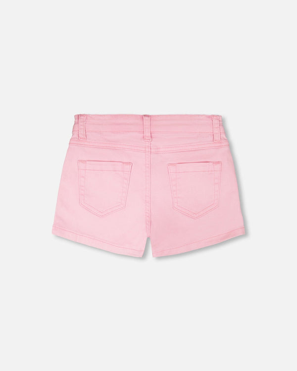Pink Denim Shorts With Embroidery - H30L27_06050