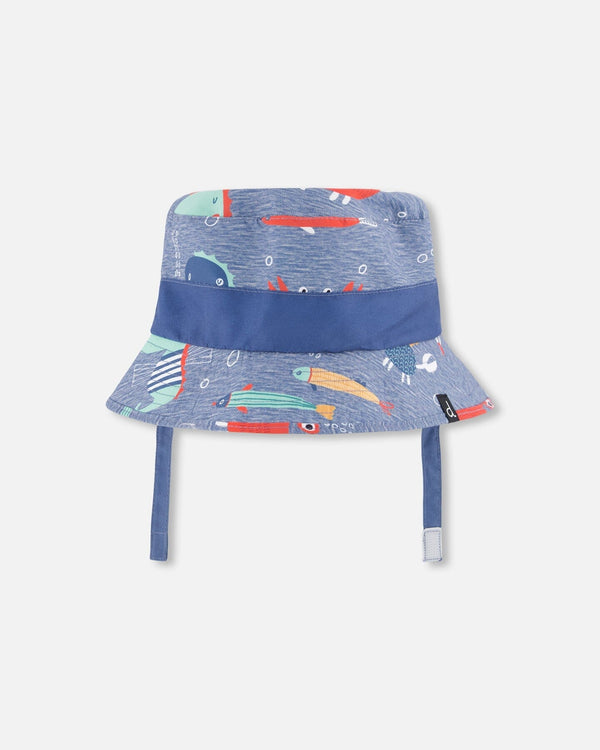 Recycled Polyester Beach Hat Blue Marine Animal Print - H30OBC_3H158