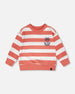 French Terry Sweatshirt Brick And White Stripes - H30T30_3H047