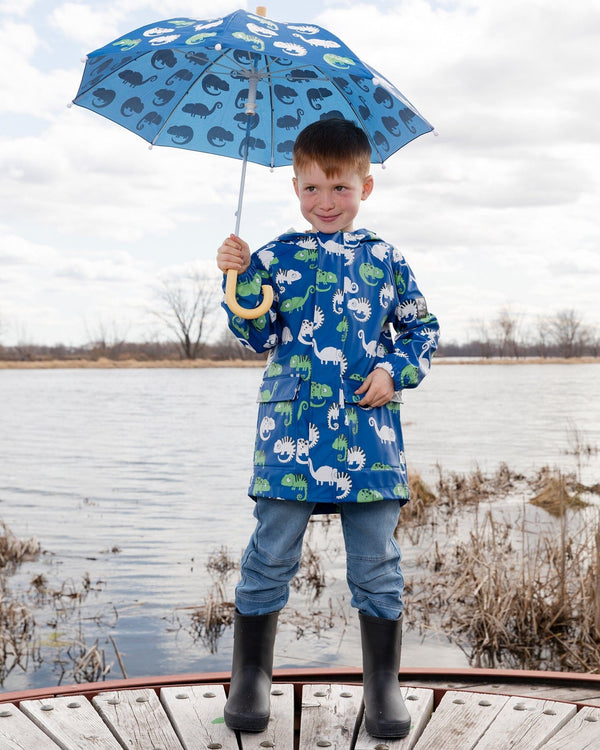 Rain Jacket In Polyurethane Blue Chameleon Print - H30W50_3H023