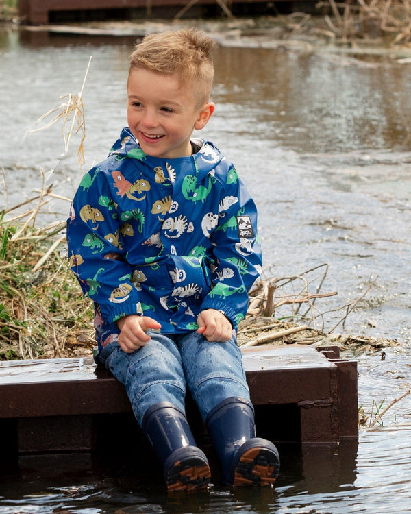 Rain Jacket In Polyurethane Blue Chameleon Print - H30W50_3H023