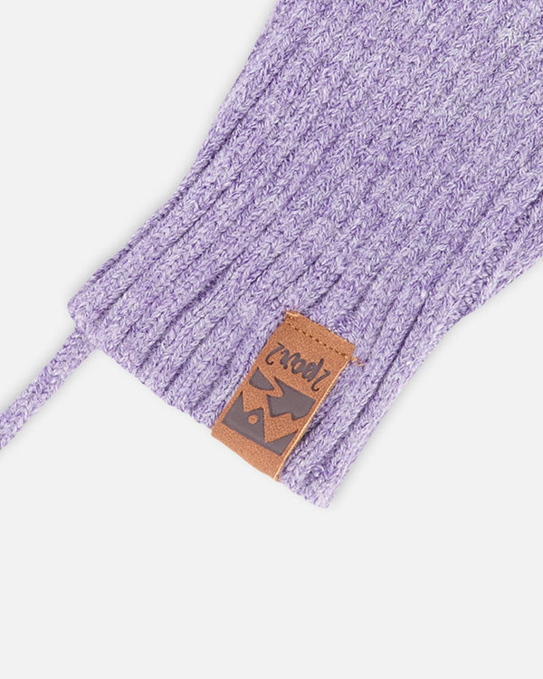Baby Knit Mittens With Cord Lavender - H30WT25_05002