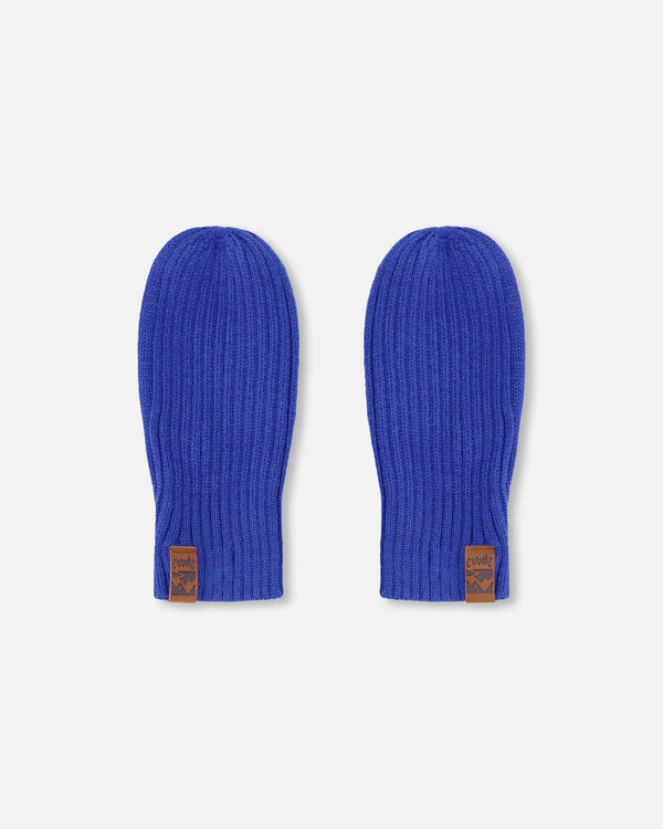 Ribbed Knit Mittens Royal Blue - H30WT26_04690