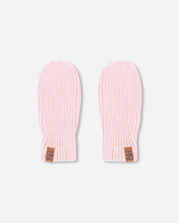 Ribbed Knit Mittens Pale Pink - H30WT26_06003