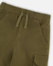 Stretch Twill Bermuda With Cargo Pockets Dark Khaki Green - H30YB27_03720