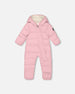 One-Piece Baby Cloud Compressible Snowsuit Designed For Car Seat Pink Snowsuits Deux par Deux