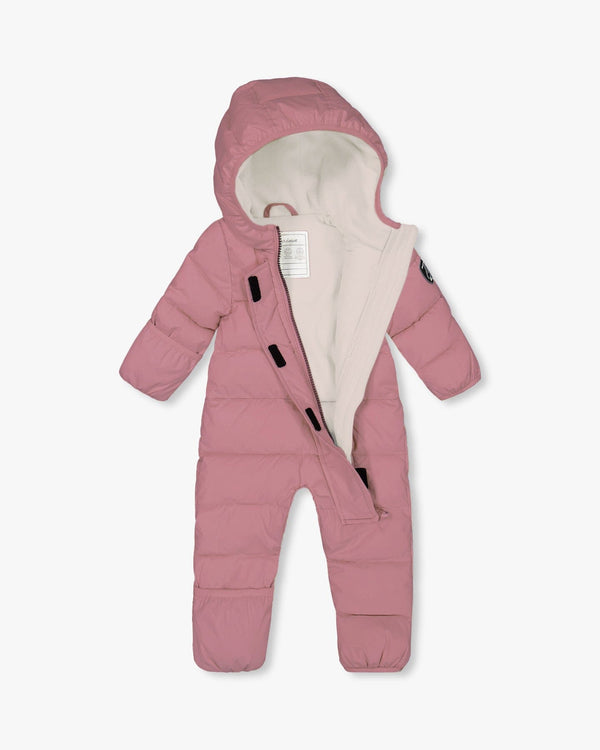 One-Piece Baby Cloud Compressible Snowsuit Designed For Car Seat Dusty Pink Snowsuits Deux par Deux