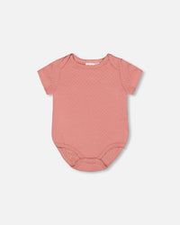 Organic Cotton Pointelle Knit Onesie And Shortall Set Heather Beige With Printed Cat - F30A12_078