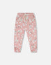 French Terry Sweatpant Pink Jasmine Flower Print - F30F20_097