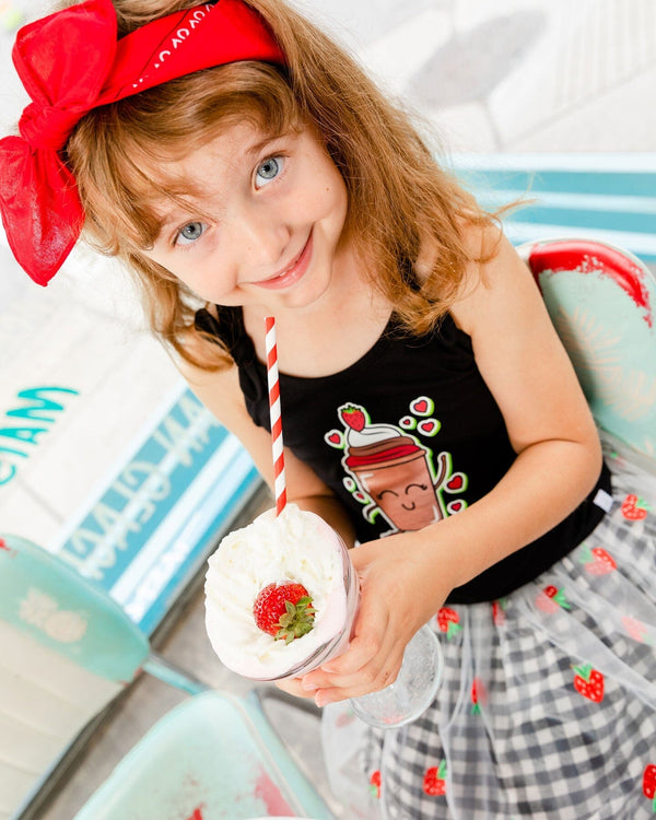 Skirt With Embroidered Mesh Little Vichy Black And White - F30K80_029