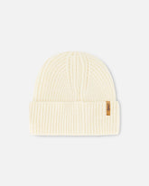 Bonnet de mi-saison en tricot blanc cassé