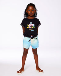 Organic Cotton Tee With Print And Knot Black And Multicolored - G30K71_999