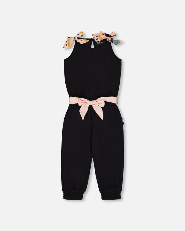 Crinkle Jumpsuit Black And Sparkling Pink - G30L40_999