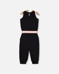 Crinkle Jumpsuit Black And Sparkling Pink - G30L40_999