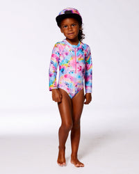Printed Long Sleeve Rashguard Butterflies On Multicolored Background - G30NG21_058