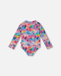 Printed Long Sleeve Rashguard Butterflies On Multicolored Background - G30NG21_058