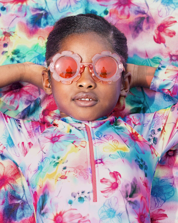 Printed Long Sleeve Rashguard Butterflies On Multicolored Background Swimwear Deux par Deux 