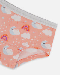 Printed Organic Cotton Boyshort Panty Rainbow On Light Coral - G30PG60_027