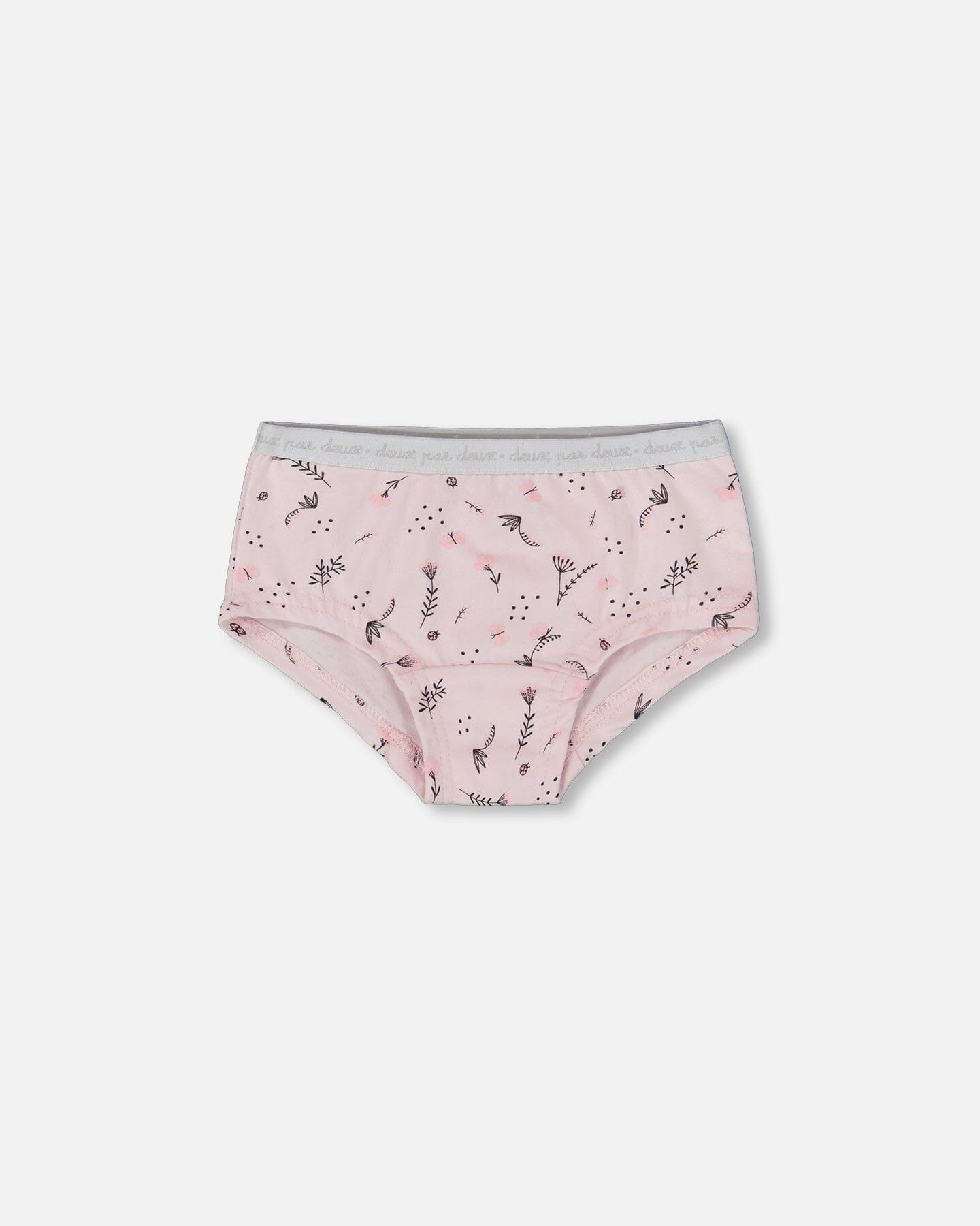 Printed Organic Cotton Boyshort Panty Small Pink Flowers On Pale Pink Background - G30PG60_028