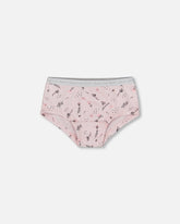 Culotte garçonne imprimée avec petites fleurs roses sur fond rose pâle en coton biologique