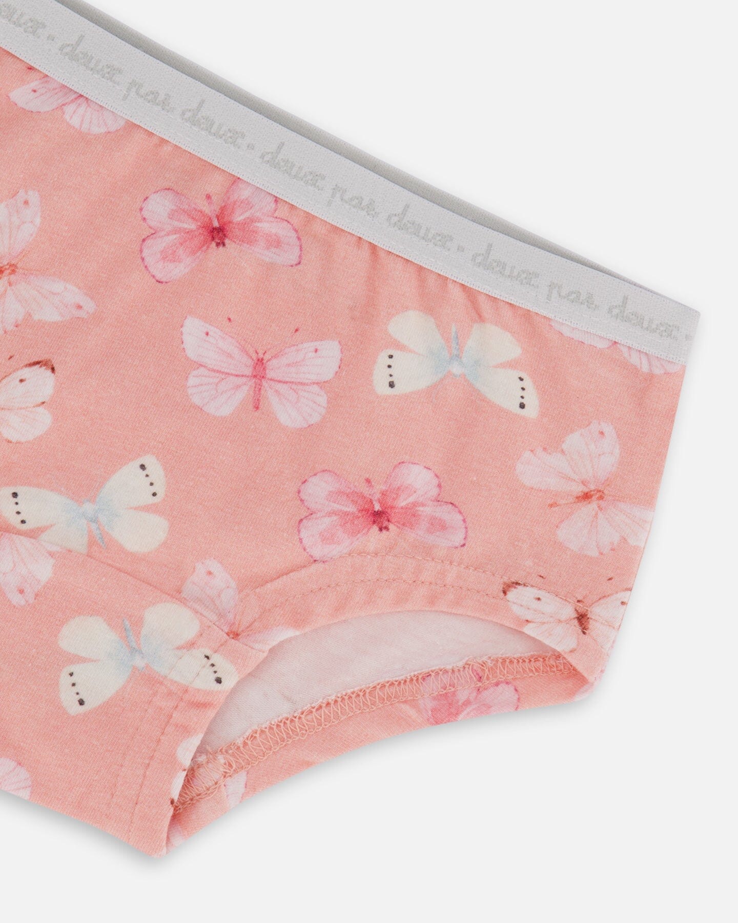 Printed Organic Cotton Boyshort Panty Pink And Blue Butterflies On Old Pink - G30PG60_030